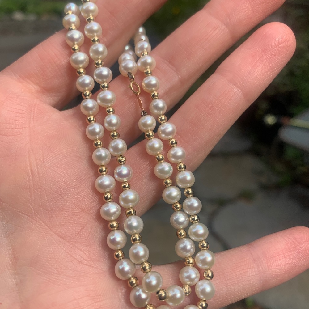 14K Gold and Pearl 18" Necklace by Lori Wilkins Immerman
